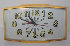 Vintage Timex Yellow Electric Plug In Clock Working Condition
