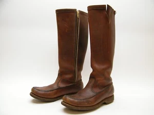 MENS VTG ABERCROMBIE FITCH BRN TALL LEATHER HUNTING WORK SNAKE PROOF BOOTS 8 D - Picture 1 of 13