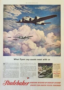 1945 Studebaker Wartime Builder Vintage Ad What flyers say counts most with us - Picture 1 of 1