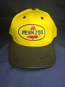 Vintage Pennzoil Hat Yellow Cap/Black Bill Adjustable Back Strap Trucker Hat - Picture 1 of 3