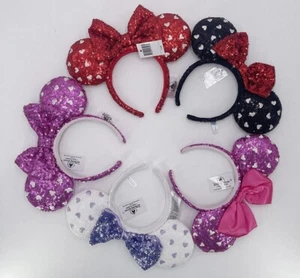 5pcs Disney Parks Collection Valentines Day Heart 2022 Minnie Ears Headband - Picture 1 of 2