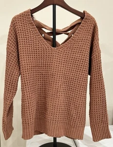 MORAL FIBER Women’s Sweater 2X Warm & Cozy Pullover V-Neck Long Sleeve Brown NWT - Picture 1 of 8