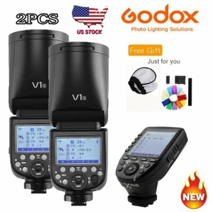 Godox 2*V1-S 2.4G TTL Round-Head Flash Speedlight + Xpro Trigger For Sony Camera - Picture 1 of 12