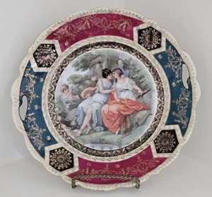 PROV SACHSEN ES DEUTSCHLAND 10 1/4" PLATTE KLASSISCHE SZENE ROT BLAU GRÜN & GOLD GEHANDHABT - Bild 1 von 20