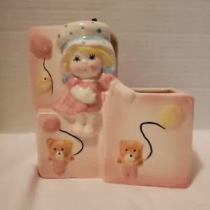 Vintage Rubens Originals Japan ABC Block Baby Nursery Planter Pink - Picture 1 of 4