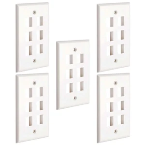 5x 6-Port/Hole 1-Gang Keystone Jack Insert Wall Plate Faceplate A/V Network - Afbeelding 1 van 4