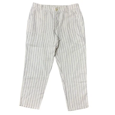 Pantalones Lou & Grey Talla L 36” 100% Lino Rayas Tobillo Recortados tiro alto para mujer Foto 1 de 4