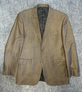 ๐บ๐ฒ Jos A Bank Men's Two Button Wool Silk Sports Coat 42 R Brown Black Check - Picture 1 of 17