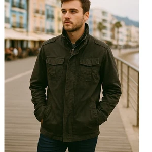 Tommy Bahama Cargo Jacket Multi Pocket Denim Black Cotton Men's Size XL Outdoor - Picture 1 of 8