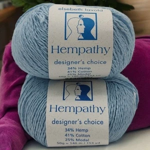2 madejas Hempathy Designer's Choice Elsebeth Lavold hilo azul sombra de nieve #042 - Imagen 1 de 8
