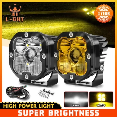 Laser 3"" âmbar branco LED pods kit de fiação de luz de vala para 15-20 Ford F-150 F150 - Imagem 1 de 4