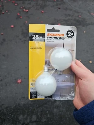 SYLVANIA 25W G16.5 Clear Globe Bulbs E12 Candelabra 2-Pack 150 lm 2850K Dimmable - Image 1 of 2