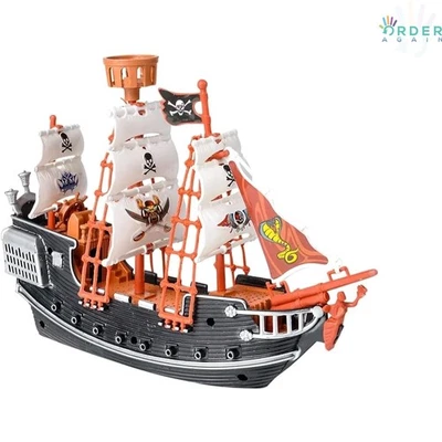 Plastic 10 Inch Pirate Boat Toy for Kids Imaginative Play and Adventure - Image 1 of 4