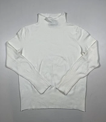 Suéter para mujer French Connection XL blanco cuello alto dobladillo acanalado tejido acrílico Foto 1 de 4