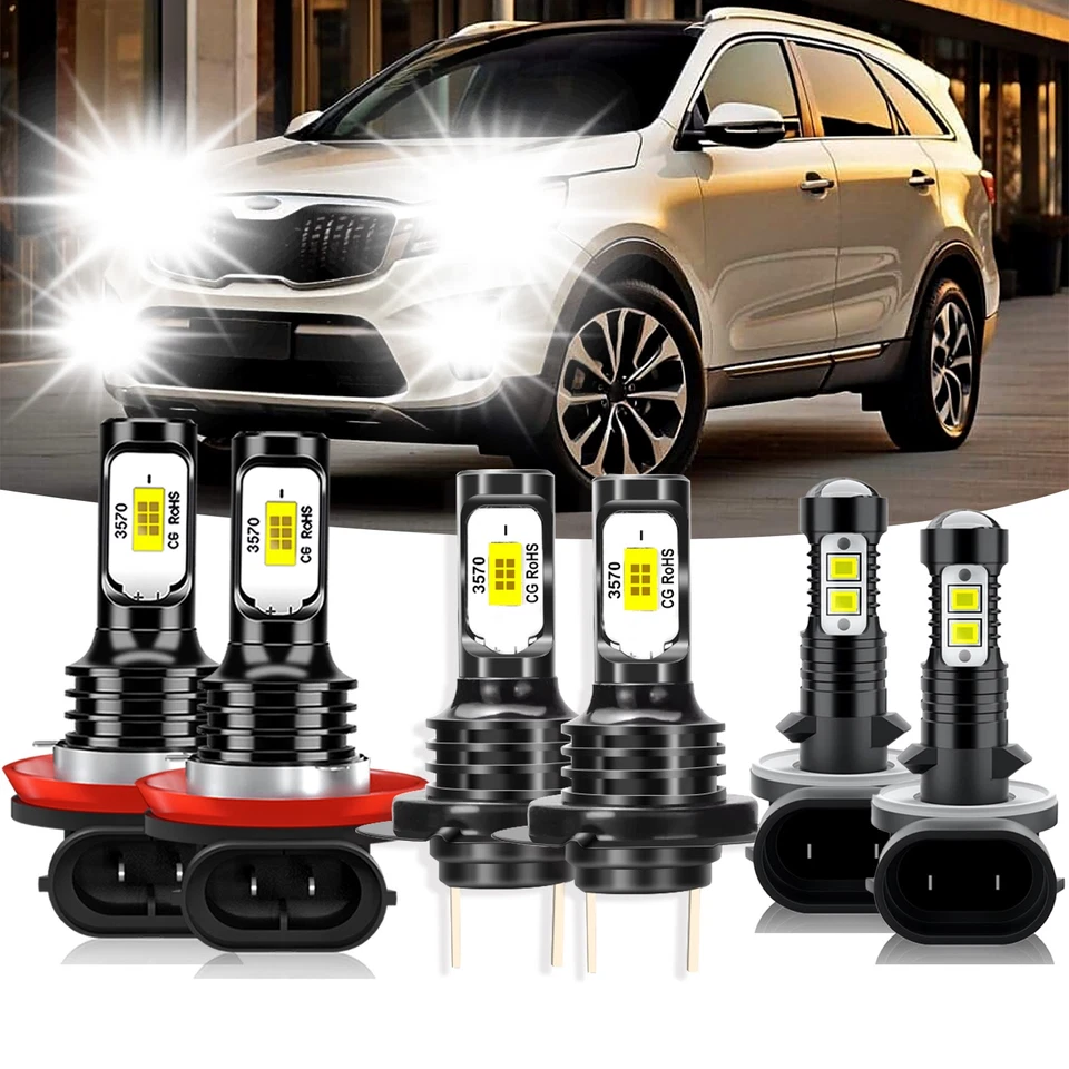 For Kia Sorento 2011-2015 2016 Combo LED Headlight High Low Beam Fog Light Bulb - Image 1 of 4