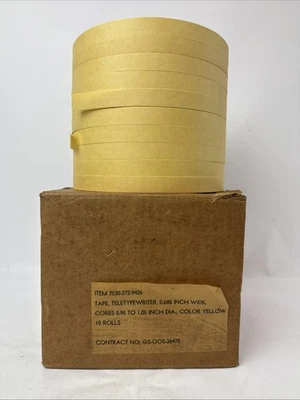 复古 10 卷电传打字机 11/16 英寸 0.685 英寸黄色胶带上油全盒 — 第 1/4 张图片