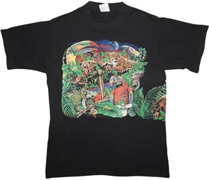 Vintage 90's Jungle Nature Wrap Around Single Stitch Animals T-Shirt Large - Picture 1 of 8