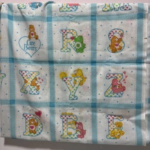 Vtg 1983 CARE BEARS Alphabet Springs American Greeting 6706 Cheater Quilt Fabric - Picture 1 of 7