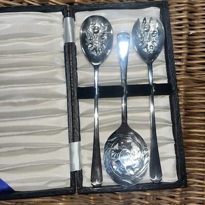 "Juego de cucharas para servir Sheffield England plateadas de colección 9,5""-3" Foto 1 de 4