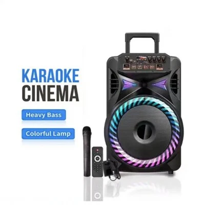 Bluetooth Karaoke Party Speaker 12 inch on wheels + Mic USB TF card Remote Contr - image 1 of 4