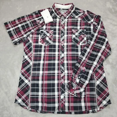 Camisa BKE Para Hombres Extra Grande Púrpura Cuadros Ajuste Atlético Perla Snap Western Rodeo Foto 1 de 4