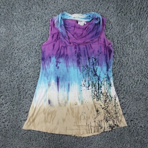 Petersilie & Salbei Shirt Damen klein lila blau Batik ärmellos Tank Wasserfallausschnitt - Bild 1 von 10