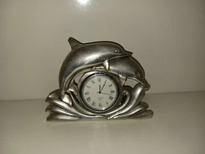 Vintage Lenox Kirk Stieff Pewter Silver Tone Dolphin Frame & Clock RARE UNTESTED - Picture 1 of 10
