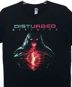 T-shirt Disturbed Divisive Band taglia L grande metallo pesante pentagramma nero - Foto 1 di 5