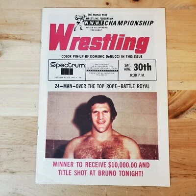 Revista WWWF Championship Wrestling Program Domenic DeNucci 30/08/1974 Bruno - Imagem 1 de 4