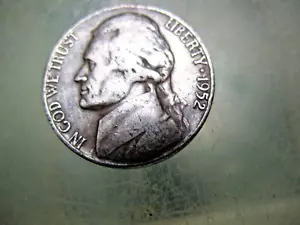 US NICKEL COIN JEFFERSON MONTICELLO 1952 CIRCULATED w/ NO MINT MARK - Picture 1 of 4
