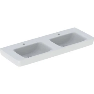 Geberit Renova Plan, Doppelwaschtisch, 130x48 cm, 1 Hahnloch, ohne Überlauf, - Bild 1 von 1