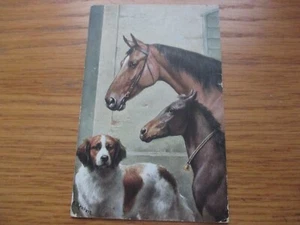 1913 Original C.Reichert Artist Signed C.W.Faulkner Postcard. Horses & Dogs. - Picture 1 of 2