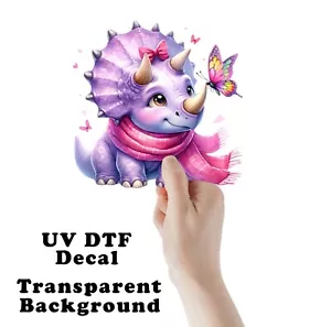 Blue Dinosaur and Windspinner UV DTF Transparent Sticker / Decal - Picture 1 of 7