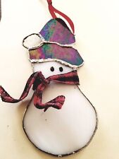 Handcrafted Unique Stained Glass Snowman Suncatcher Winter decor