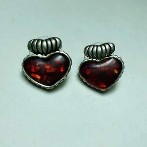 Lindo Disfraz De Colección Pendientes Forma Sagrado Corazón Acrílico Metal KG Moda Joyería - Imagen 1 de 4