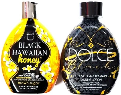Brown Sugar Black Hawaiian Honey 200x Tanning Lotion & DOLCE Black DHA Bronzer - Image 1 of 2