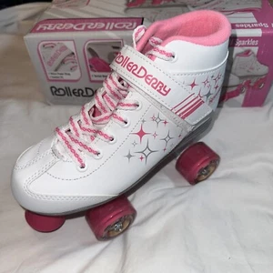 Patines para niña Roller Derby Sparkles - blancos/rosa - talla 5 para niñas - Imagen 1 de 8