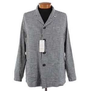 Massimo Alba NWT 100% Cotton Jacket Size 54 (XL US) In Blue & White Check - Picture 1 of 16