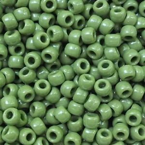 Pony Beads Olive Green Opaque Large Hole Beads Made in USA - Bild 1 von 2