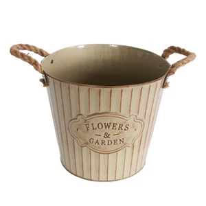 Pflanztopf Pflanzgefäß Zinktopf Diamond Beige 22cm Ø Blumentopf Metall Übertopf - Bild 1 von 4