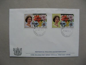 COOK ISLANDS, cover FDC 1970, QE-II flowers revalued $4 on $8 and $10, - Picture 1 of 1
