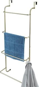 Brass Metal Over-The-Door Towel Drying Rack, Bathroom Towels Storage Holder