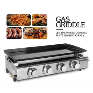 4 Brenner Barbecue Gas Grill Plancha Edelstahlkörper Verwendung Grillplatte - Picture 1 of 9