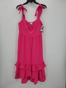 Vestido Sofía Vergara Mujer XXL Rosa Calado Volantes Corbata Hombro Sin Mangas - Imagen 1 de 9
