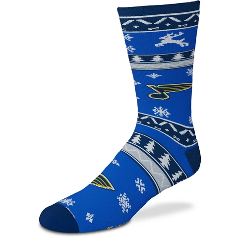 For Bare Feet St. Louis Blues Holiday Pattern Crew Socks Cover