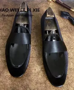 Men Fashion British Round Toe Slip On Loafers Party Leather Dress Business Shoes - Picture 1 of 6