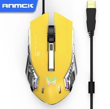 Gaming Mouse Mechanical GM88A Wired RGB Flowing Backlit light -Yellow