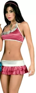 2052 Pink Silver Halter Skirt Bikini Swim Bathing suit Rave Dance Wear S M L XL - Picture 1 of 5