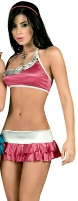 2052 Rosa Plata Halter Falda Bikini Traje de Baño Traje de Baile Rave S M L XL Foto 1 de 4