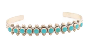 925 Sterling Silver Vintage Bracelet SOUTHWESTERN Turquoise Beaded Cuff BT10967 - Picture 1 of 7